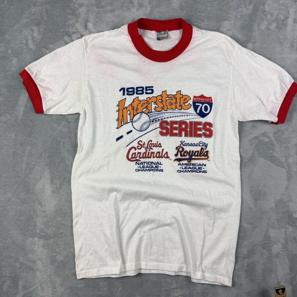 Vintage 1985 Interstate Series Cardinals Vs Royals Ringer Tee XL 80s MLB Rare - Picture 1 of 6
